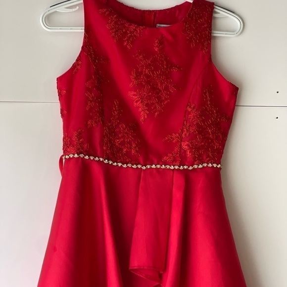 Tween Diva Kids Big Girls Sz 16 Red Lace High Low Formal Special Occasion Dress - Picture 13 of 16
